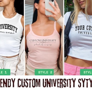 Custom University Baby Tee, Custom College Strap Tank, Personalized School Micro Rib Racer Tank Tops, Custom  University Name Racer Back,