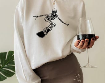 Snowboarding Skeleton Shirts, Women's Snowboard Shirts, Funny Snowboarder Gifts, Snowboard Trip Shirts, Men's Skeleton Sports Shirts