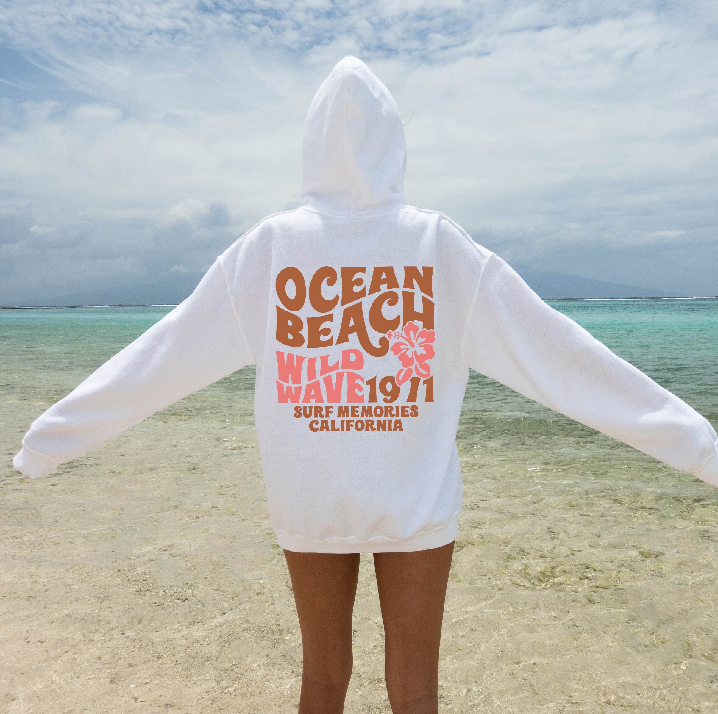 Ocean Beach Hoodie, Women's Aesthetic Sweatshirt, Trendy Hoodie, Tumblr Hoodie, Preppy Sweatshirt, West Coast Shirt, Surf Hoodie, E5717