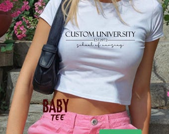 Custom University Baby Tee | Top Personalized School  Racer Tank Tops, College Student Gift, University Grad Gift, Game Day Apparel