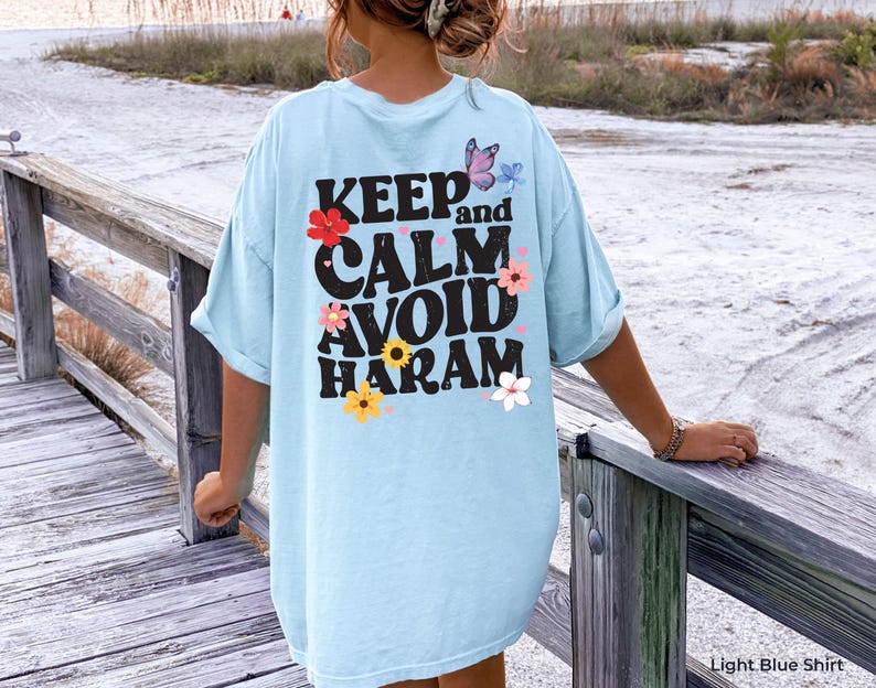 Keep Calm And Avoid Haram Hoodie, Flowery Ramadan Shirt, Islamic Days Sweatshirt, Women's Aesthetic Muslim Tee, Ramadan Kareem Gifts immagine 3