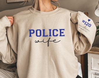 Police Wife Sweatshirt | Custom Cop Wife Shirt, Thin Blue Line Hoodie, Police Officer Gift, Law Enforcement Tee, Police Mom Shirt