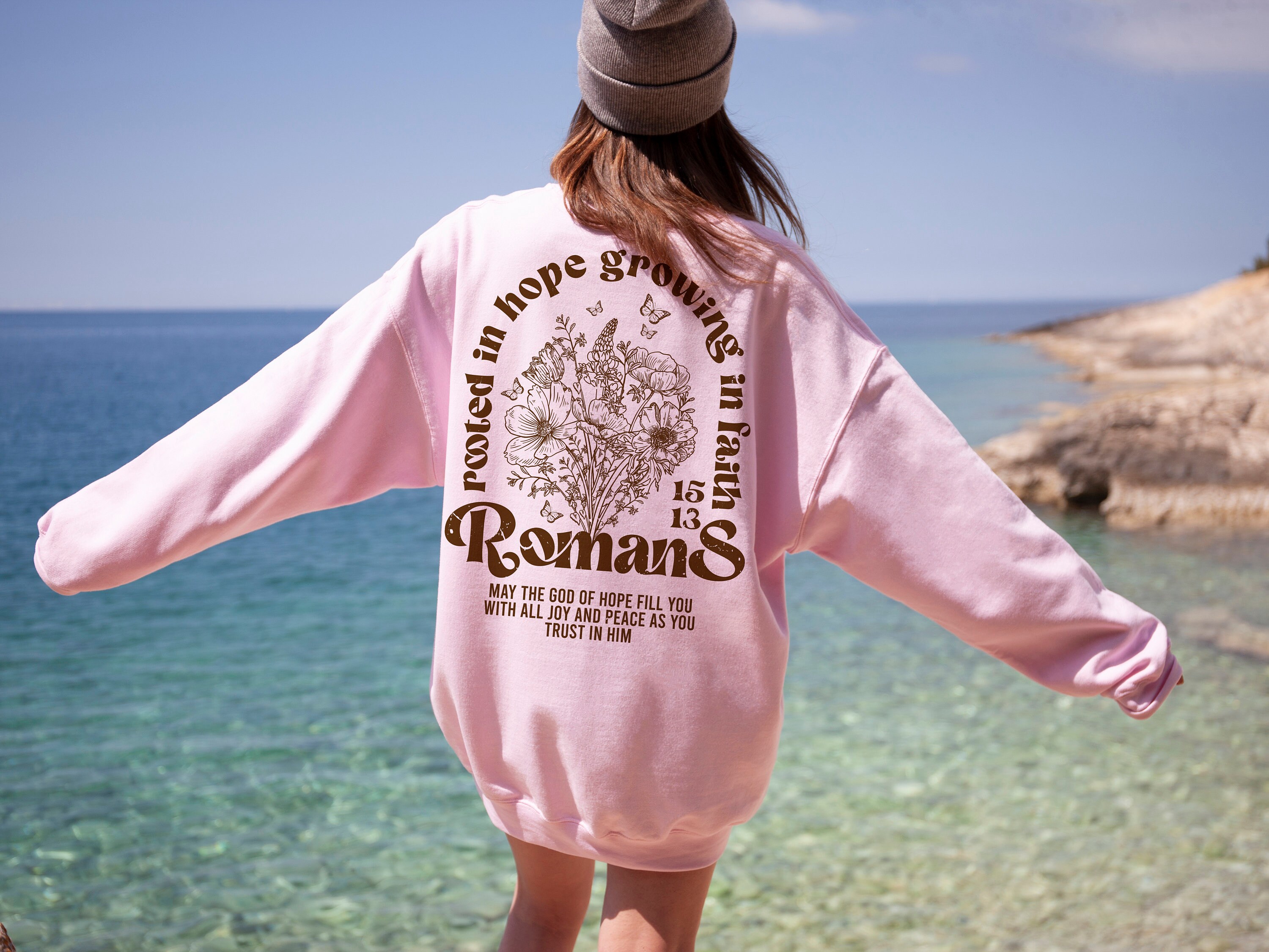 Rooted in Hope Growing in Faith Hoodie, Faith Based Bible Verse Shirt ...