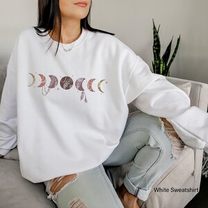 Moon Phases Shirt | Trendy Hoodie For Her, Boho Celestial Shirt, Moon Graphic Tee, Celestial Sweatshirt, Witchy Sweatshirt, Moon Phase Tee image 2
