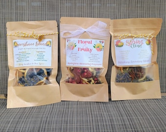 Simmer Pot Kit Variety Pack | 3 Handmade Stovetop Potpourri Blends | Natural Home Fragrance Gift Set | Spring & Summer Simmer Pots