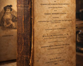 1838 Flavio Josefo “Tres disertaciones” – Traducción de Whiston, Imprenta americana temprana