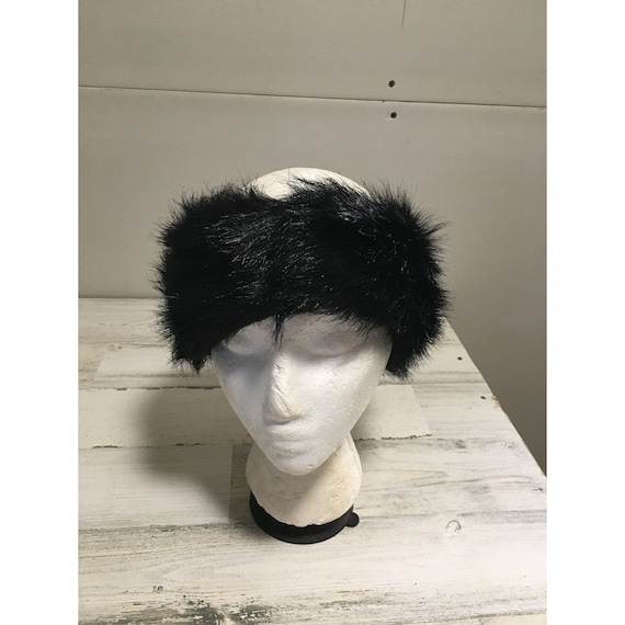Vintage Avon woman’s black faux fur headband Gem