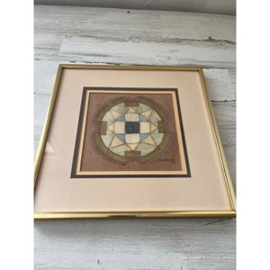 Artwork marked Gabriele 1979. Vintage. Framed and matted 12”.