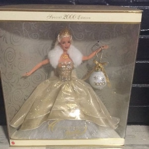 Special 2000 Edition Celebration Barbie holding 2000 ornament. Vintage. NOS