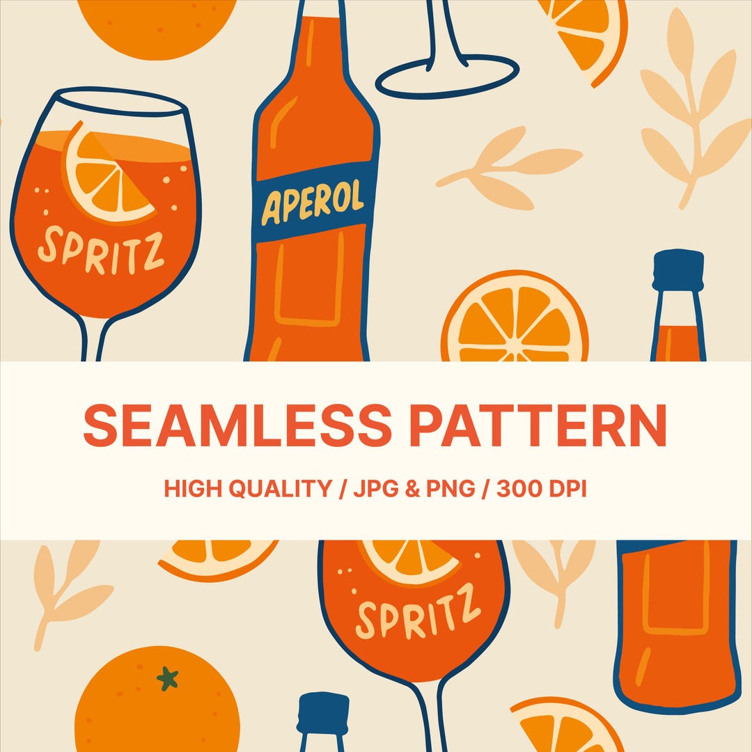 Aperol Spritz Seamless Pattern – Digital Download for Fabric, Packaging ...