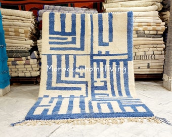 Custom beni ourain rug, Moroccan rug for living room, Weddin Gift Idea, farmhouse decor, Moroccan carpet , Bohemian rug , Genuine wool rug