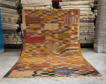 7x10.8 feet wool rug - beni ourain rug - handmade rug - living room rug - bedroom rug - berber rug area