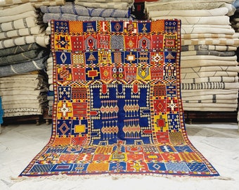 Moroccan Vintage rug, handmade beni ourain Style- Berber area rug - large authentic Moroccan rug, customized rug, handmade area rug