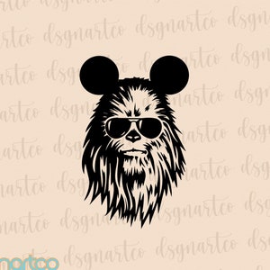 Chewbacca SVG, Chewie With Mouse Ears SVG, Star Wars Svg, Family Trip SVG, Customize Gift Svg, Vinyl Cut File, Svg, Pdf, Png Printable File