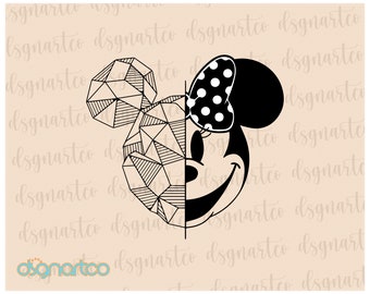 Minnie Mouse Diamod SVG, Half Sketch SVG, Family Trip SVG, Customize Gift Svg, Vinyl Cut File, Svg, Pdf, Jpg, Png, Ai Printable Design File