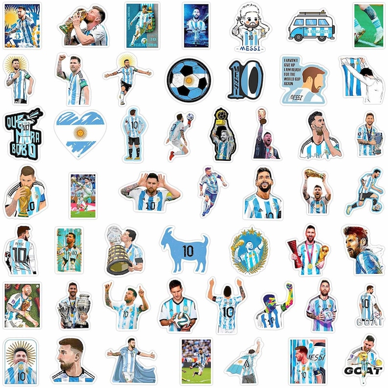 Messi Sticker Collection 50pcs Wolrd Cup Superstar Lionel Messi Soccer Player Graffiti Stickers ...