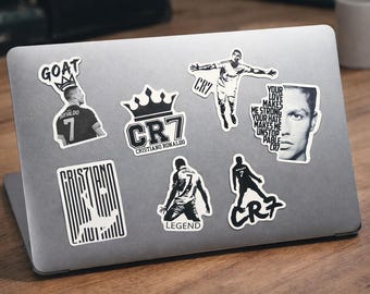 50 autocollants graffiti Ronaldo, superstar du football célèbre de la Coupe du monde, noir et blanc