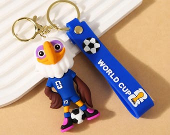 2026 World Cup USA Mascot Keychains Silicone Key Ring Sports Backpack Charm