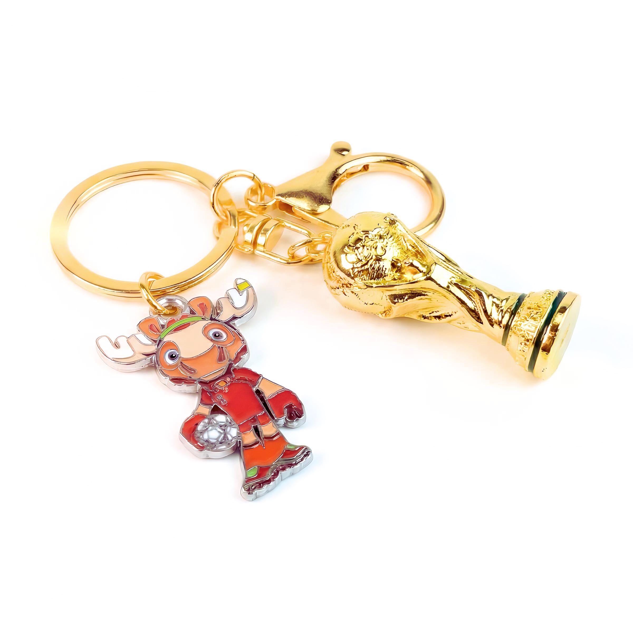 2026 World Cup Mascot Metal Keychain Sets With Trophy Canada Maple