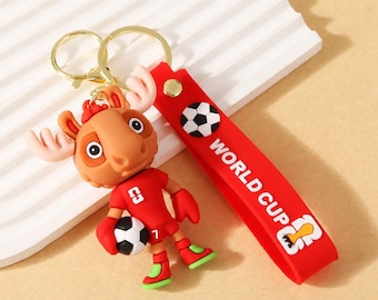 2026 World Cup Mascot Keychains Silicone Key Ring Sports Backpack Charm