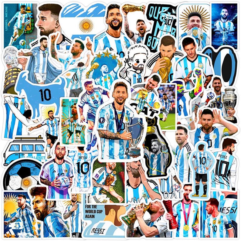 Messi Sticker Collection 50pcs Wolrd Cup Superstar Lionel Messi Soccer Player Graffiti Stickers ...