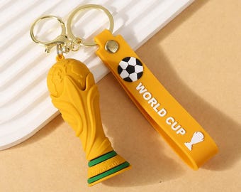 2026 World Cup Trophy Keychains Silicone Key Ring Sports Backpack Charm