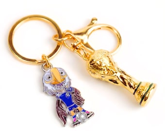 Ensembles de porte-clés en métal avec mascotte de la Coupe du monde 2026 avec pochette USA, dessin animé pygargue à tête blanche