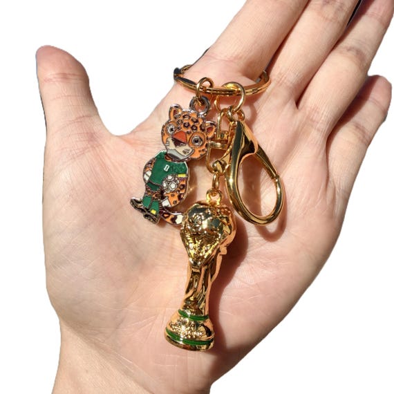 2026 World Cup Mascot Metal Keychain Sets With Trophy Mexico Zayu