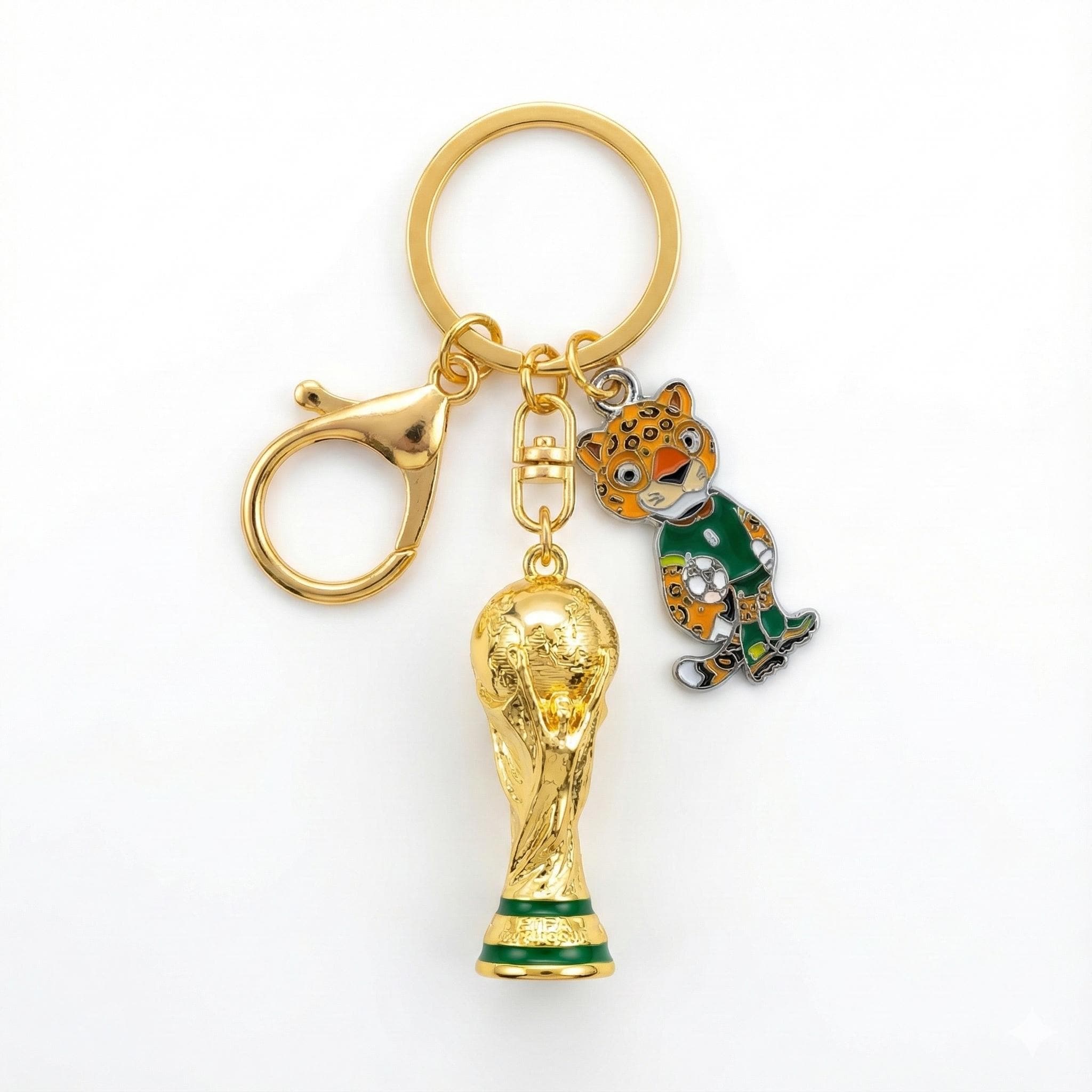 2026 World Cup Mascot Metal Keychain Sets With Trophy Mexico Zayu