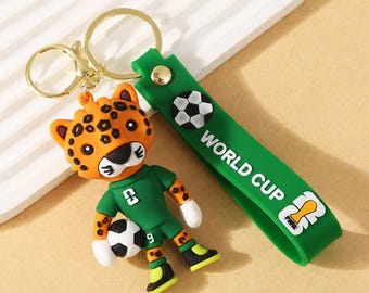 2026 World Cup Mexico Mascot Keychains Silicone Key Ring Sports Backpack Charm
