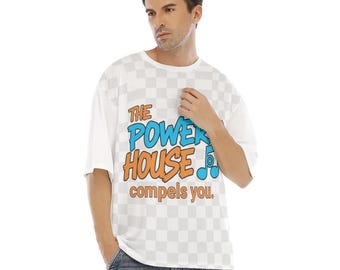 Camiseta de manga corta con hombros caídos y estampado integral para hombre