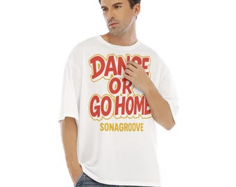 Camiseta de manga corta con hombros caídos y estampado integral para hombre
