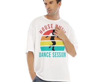 Camiseta de manga corta con hombros caídos y estampado integral para hombre