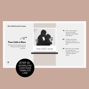 First Year Anniversary Photo Album Template, Couples Memory Scrapbook (Digital Download) image 7
