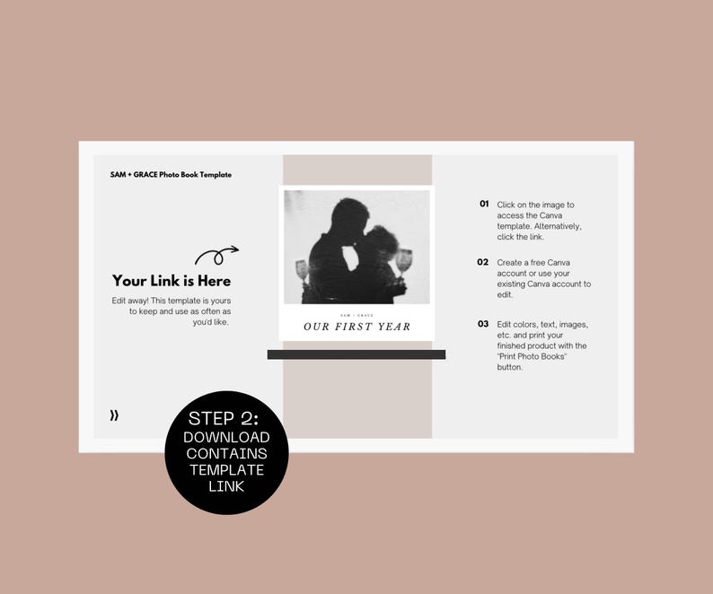 First Year Anniversary Photo Album Template, Couples Memory Scrapbook (Digital Download) image 7