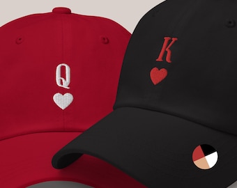 Valentines Day Gift for Husband Hat King and Queen of Heart Matching Hat for Couple Anniversary Gift for Boyfriend Custom Cap for Him VDay