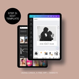 First Year Anniversary Photo Album Template, Couples Memory Scrapbook (Digital Download) image 8