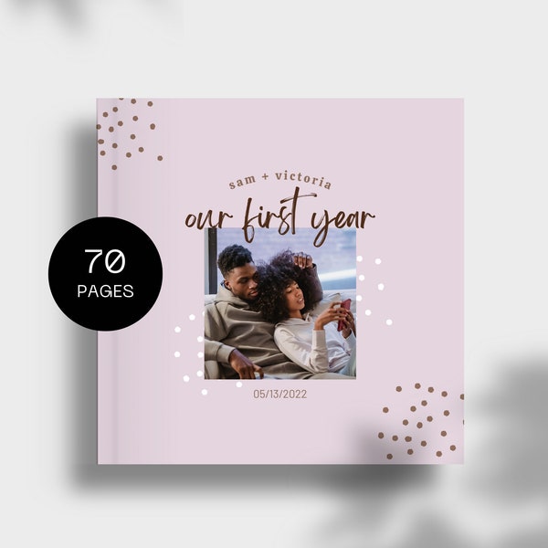 Gift For Boyfriend Anniversary Our First Year Photo Album Couple Memory Book Template Instant Download Creative Gift for Him Sentimental