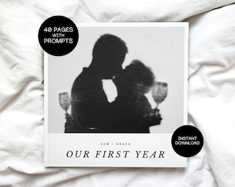 Anniversary Photo Album Template, First Year Memory Book (Digital Download)