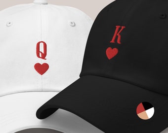 Birthday Gift for Husband Hat King and Queen of Heart Matching Hat for Couples Anniversary Gift for Boyfriend Custom Baseball Cap for Him