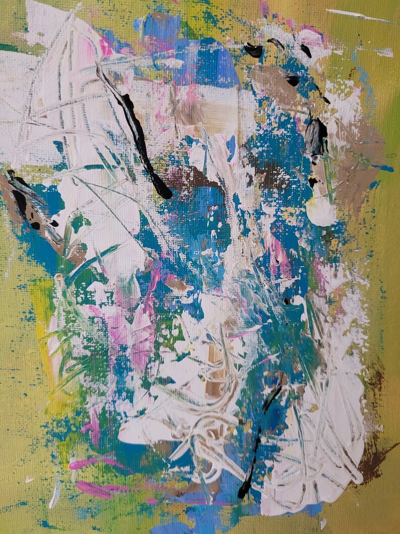 Green Abstract Painting on Canvas Board, Acrylic Canvas 8x10, Green