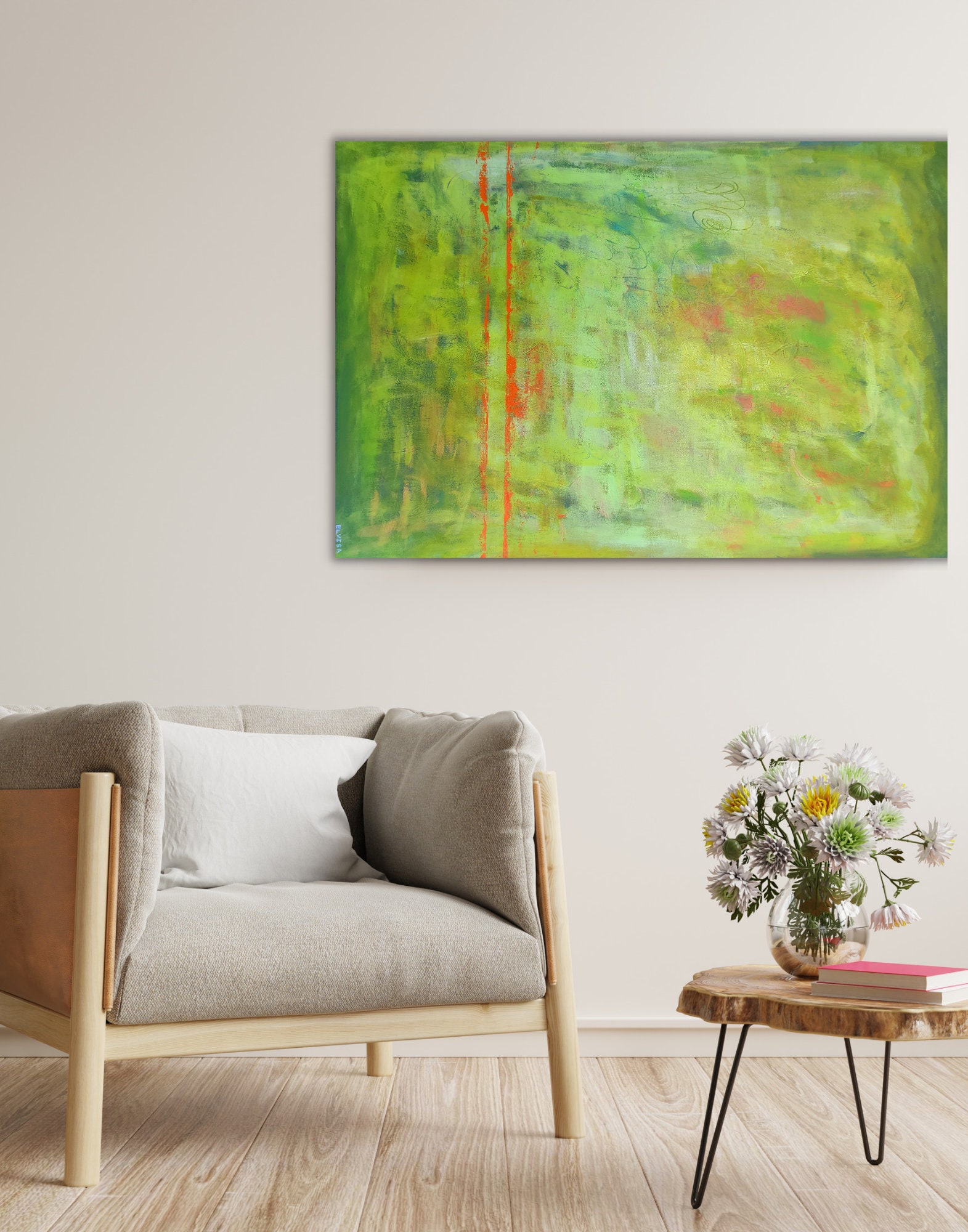 Green Large ORIGINAL Abstract Painting on Canvas Original Art on Canvas ...