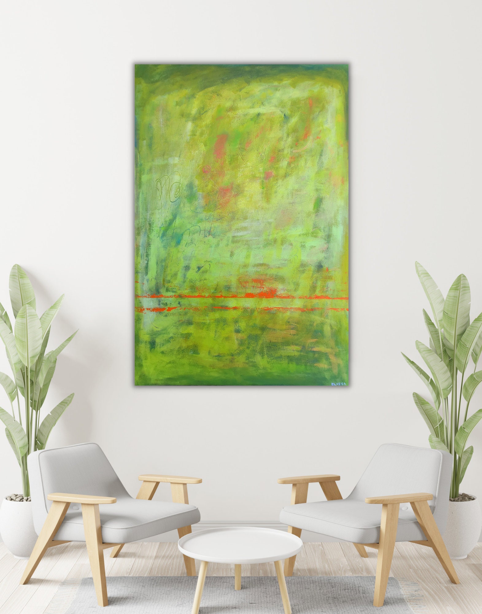 Green Large ORIGINAL Abstract Painting on Canvas Original Art on Canvas ...