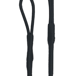 May include: Two black elastic bowstrings for archery. The bowstrings are made of a durable material and are designed to be used with a variety of bows.
