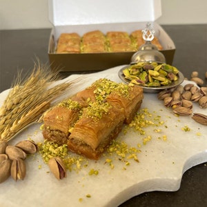 16 Pieces 17.6 oz. Fresh Baked Pistachio Baklava from Florida (17.6 oz. 500 gr.)