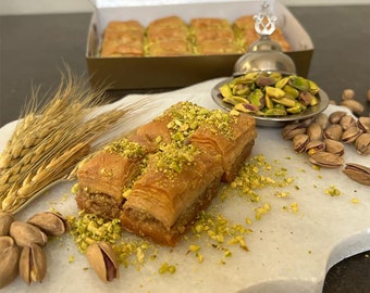 16 Pieces 17.6 oz. Fresh Baked Pistachio Baklava from Florida (17.6 oz. 500 gr.)