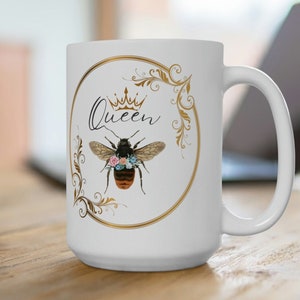 Travel COFFEE MUG Sea Foam Green QUEEN BEE Tall Large New Tea