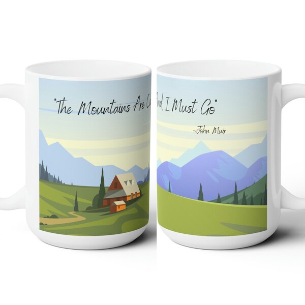 Ceramic the Mountains Are Calling Mug Etsy