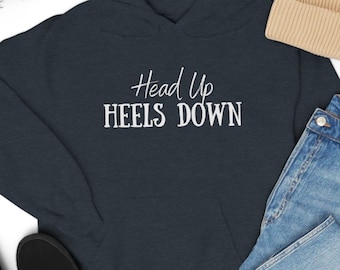 Head up Heels Down Barrel Racing Unisex Heavy Blend Hooded Sweatshirt Sizes S-5XL | Barrel Racing | Barrel Racer Hoodie