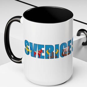 SVERIGE Coffee Mug ( 15oz), Swedish Fika, Swedish Coffee Mug, Sverige Mug, Swedish Coffee Mug, Scandinavian Gift, Swedish Gifts